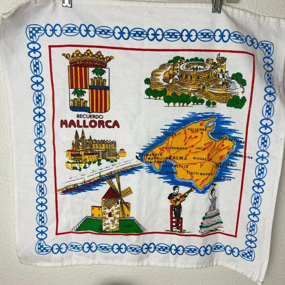 Vtg Souvenir Kitchen Towel Mallorca Majorca Spain